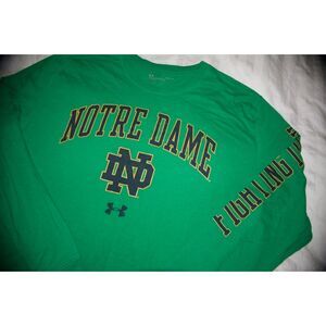 Notre Dame Under Armour Long Sleeve Green Men's Shirt LARGE